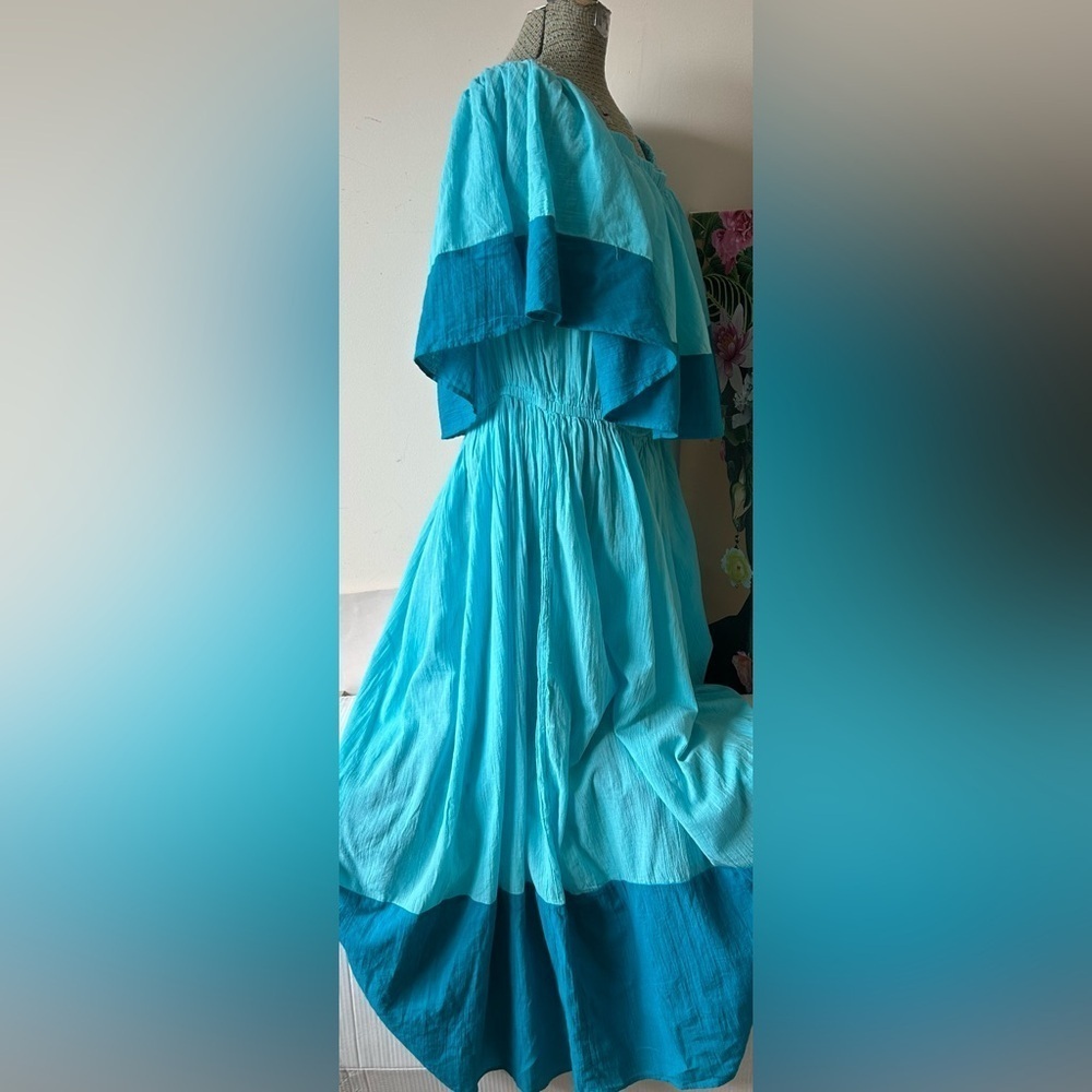 NWOT SWIMSUITS FOR ALL OFF THE SHOULDER TURQUOISE MAXI DRESS 18/20. BEAUTIFUL! - Picture 4 of 9